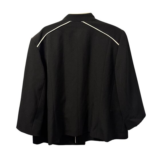 Kasper Plus Size Black Blazer With White Piping Size 24W Polyester Blend - Picture 9 of 12